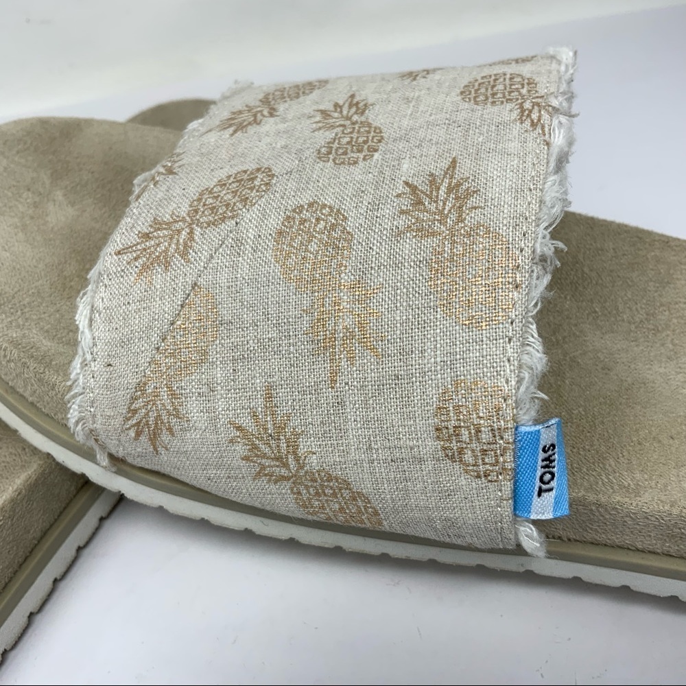 Toms Pineapple Slides. Size 10. Tan And Gold. - Picture 2 of 7